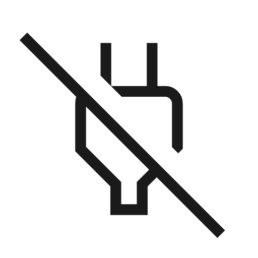 Power plug off outline icon, outline style, from Material Symbols Light