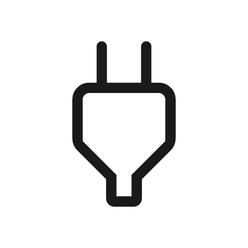 Power plug outline rounded icon, rounded style, from Material Symbols Light
