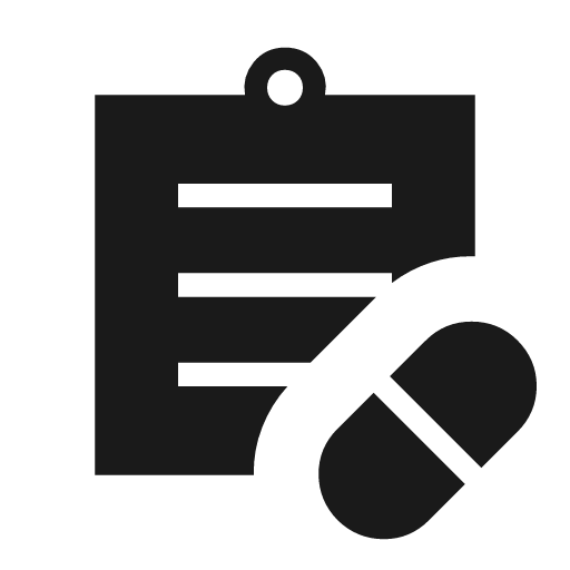Prescriptions sharp icon, sharp-cornered style, from Material Symbols Light