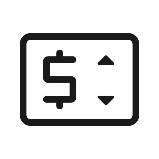 Price change outline rounded icon, rounded style, from Material Symbols Light