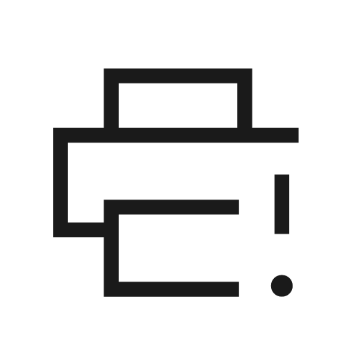 Print error outline sharp icon, sharp-cornered style, from Material Symbols Light