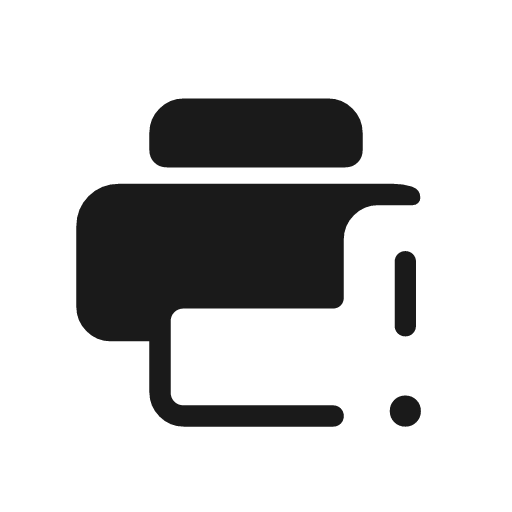Print error rounded icon, rounded style, from Material Symbols Light