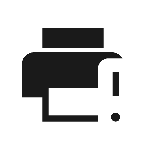 Print error icon, solid style, from Material Symbols Light