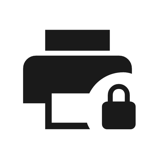 Print lock icon, solid style, from Material Symbols Light