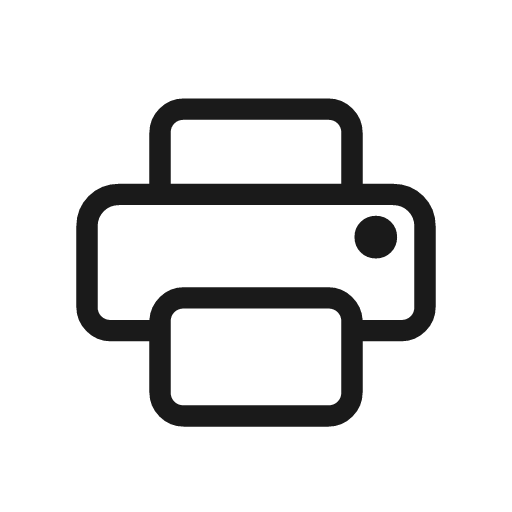 Print outline rounded icon, rounded style, from Material Symbols Light