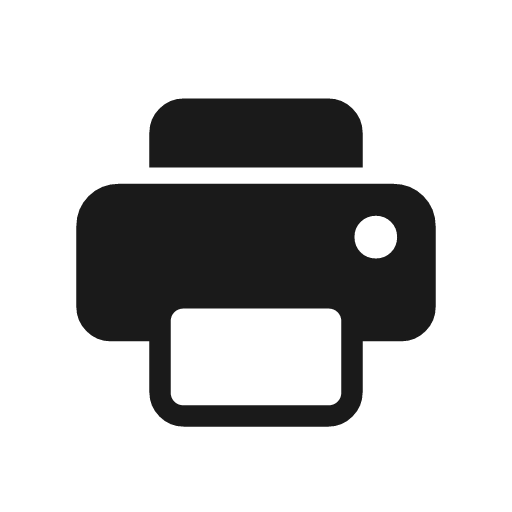 Print rounded icon, rounded style, from Material Symbols Light