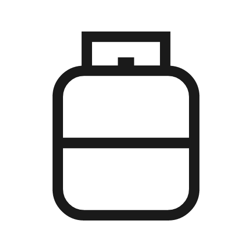 Propane tank outline sharp icon, sharp-cornered style, from Material Symbols Light