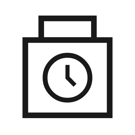 Punch clock outline sharp icon, sharp-cornered style, from Material Symbols Light