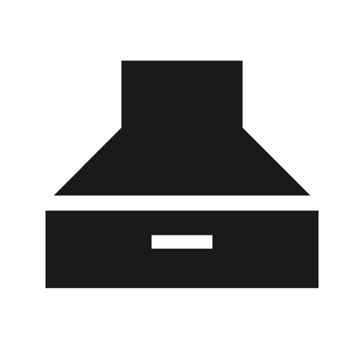 Range hood sharp icon, sharp-cornered style, from Material Symbols Light