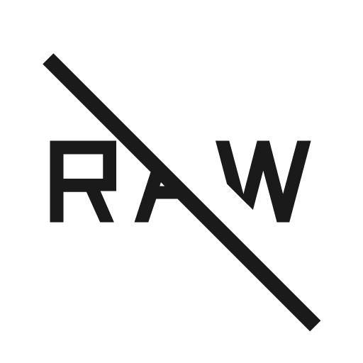 Raw off sharp icon, sharp-cornered style, from Material Symbols Light