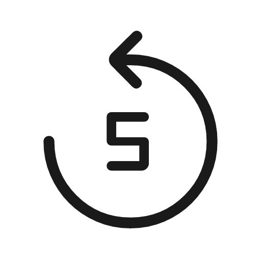 Replay 5 rounded icon, rounded style, from Material Symbols Light