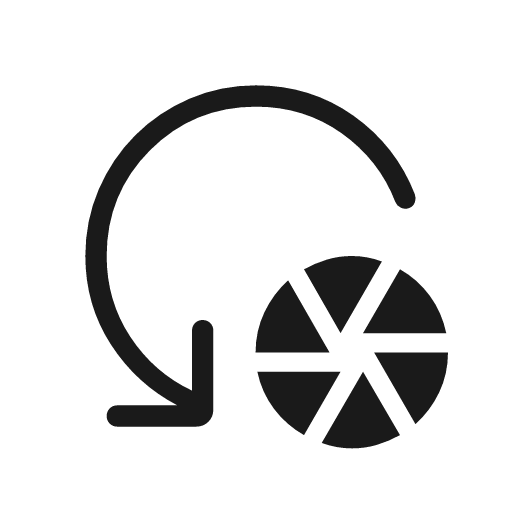 Reset shutter speed rounded icon, rounded style, from Material Symbols Light