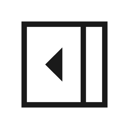 Right panel open outline sharp icon, sharp-cornered style, from Material Symbols Light