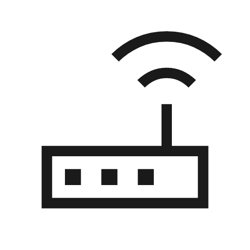 Router outline sharp icon, sharp-cornered style, from Material Symbols Light