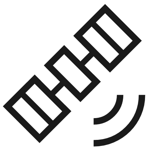 Satellite alt outline sharp icon, sharp-cornered style, from Material Symbols Light