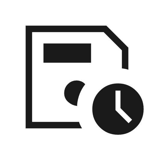 Save clock outline sharp icon, sharp-cornered style, from Material Symbols Light