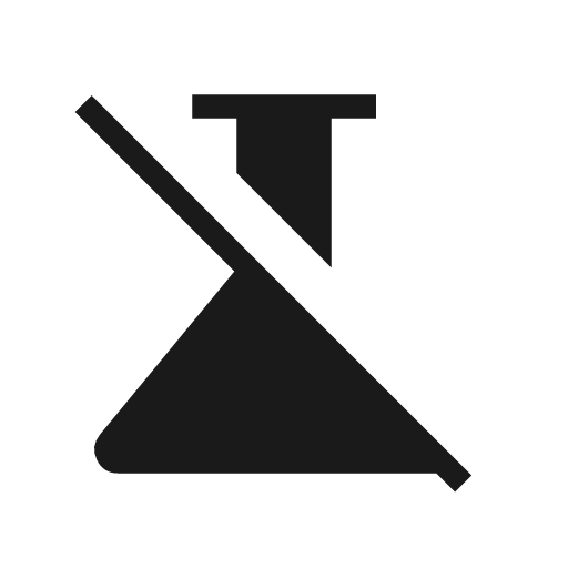 Science off sharp icon, sharp-cornered style, from Material Symbols Light
