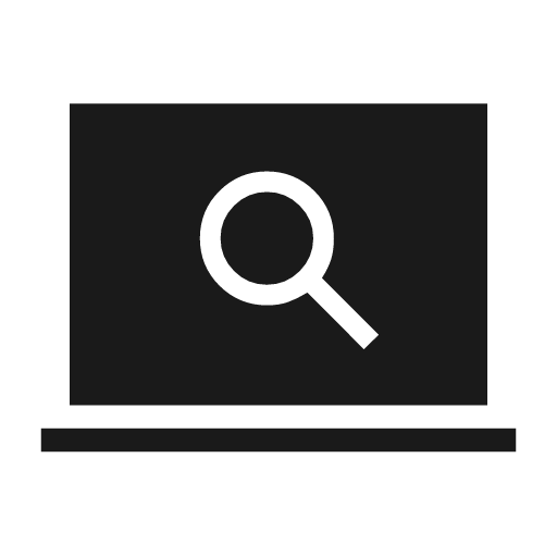 Screen search desktop sharp icon, sharp-cornered style, from Material Symbols Light