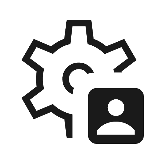 Settings account box outline icon, outline style, from Material Symbols Light