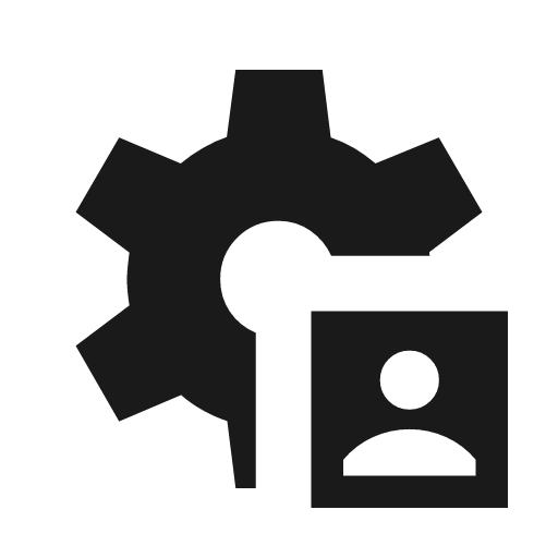 Settings account box sharp icon, sharp-cornered style, from Material Symbols Light