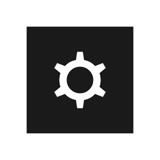 Settings applications sharp icon, sharp-cornered style, from Material Symbols Light