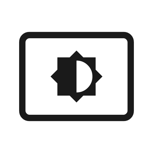 Settings brightness outline icon, outline style, from Material Symbols Light