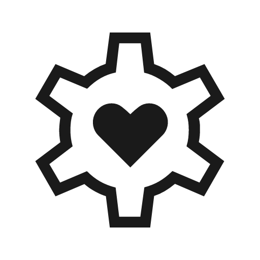 Settings heart outline icon, outline style, from Material Symbols Light