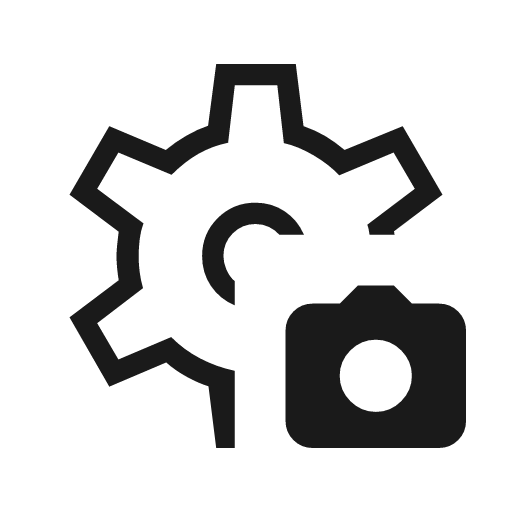 Settings photo camera outline icon, outline style, from Material Symbols Light