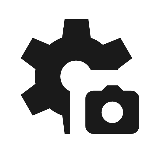Settings photo camera icon, solid style, from Material Symbols Light