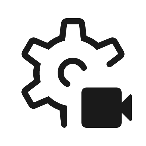 Settings video camera outline rounded icon, rounded style, from Material Symbols Light