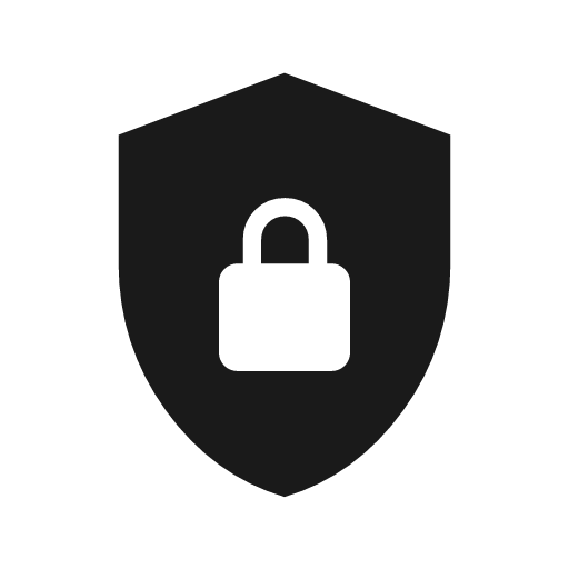 Shield lock icon, solid style, from Material Symbols Light