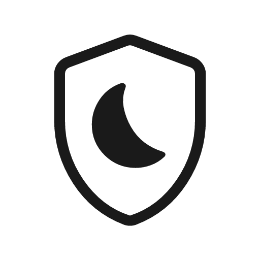 Shield moon outline rounded icon, rounded style, from Material Symbols Light