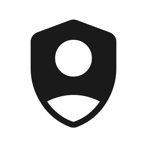 Shield person rounded icon, rounded style, from Material Symbols Light