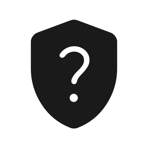 Shield question rounded icon, rounded style, from Material Symbols Light
