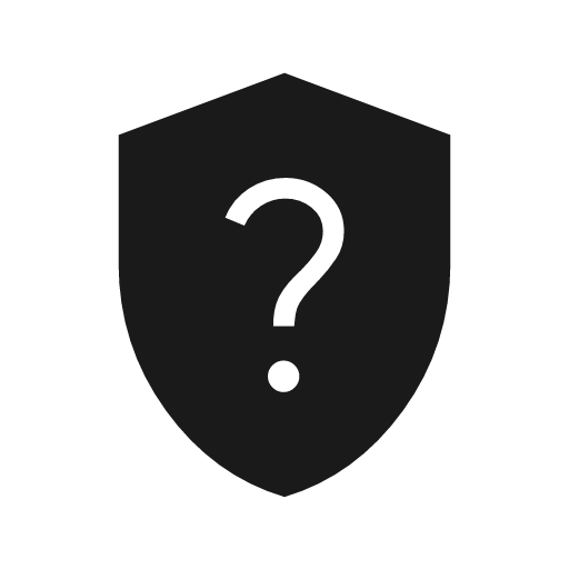 Shield question icon, solid style, from Material Symbols Light