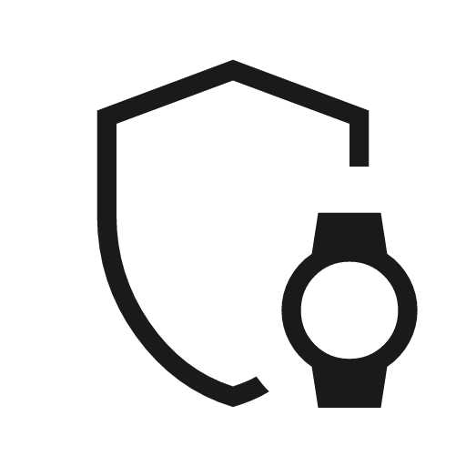 Shield watch outline icon, outline style, from Material Symbols Light