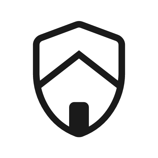 Shield with house outline rounded icon, rounded style, from Material Symbols Light