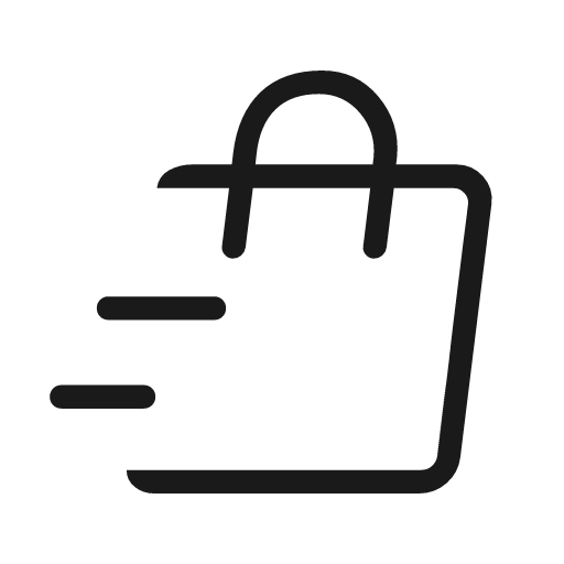 Shopping bag speed outline rounded icon, rounded style, from Material Symbols Light