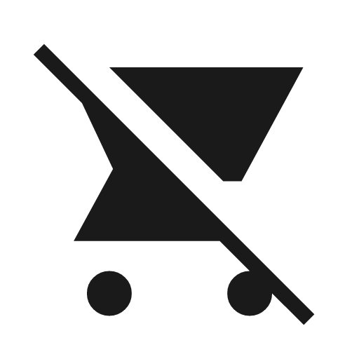 Shopping cart off sharp icon, sharp-cornered style, from Material Symbols Light