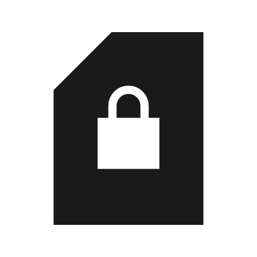 Sim card lock sharp icon, sharp-cornered style, from Material Symbols Light