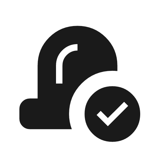 Siren check icon, solid style, from Material Symbols Light
