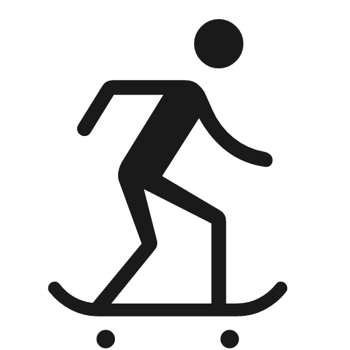 Skateboarding rounded icon, rounded style, from Material Symbols Light