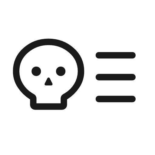 Skull list outline rounded icon, rounded style, from Material Symbols Light