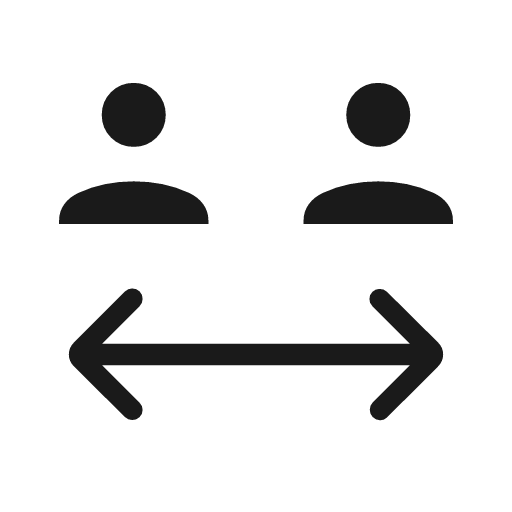 Social distance rounded icon, rounded style, from Material Symbols Light