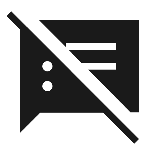 Speaker notes off sharp icon, sharp-cornered style, from Material Symbols Light