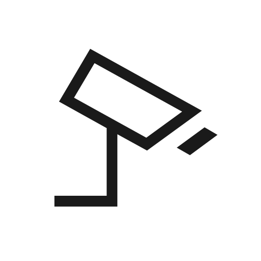 Speed camera outline sharp icon, sharp-cornered style, from Material Symbols Light