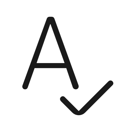 Spellcheck rounded icon, rounded style, from Material Symbols Light