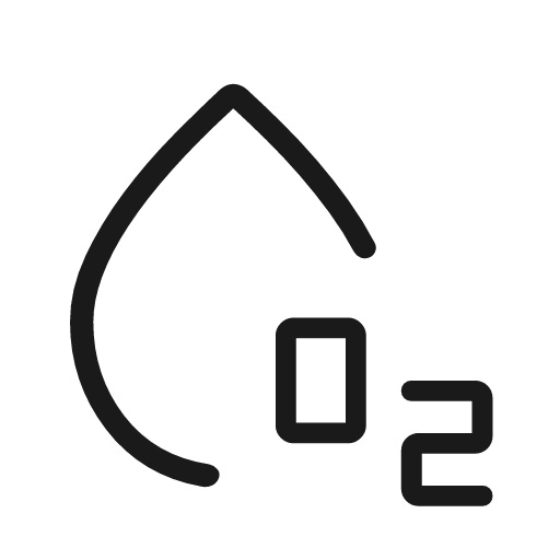 Spo2 outline rounded icon, rounded style, from Material Symbols Light