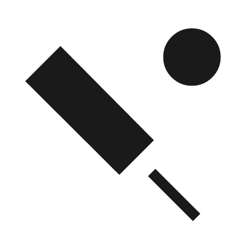 Sports cricket sharp icon, sharp-cornered style, from Material Symbols Light