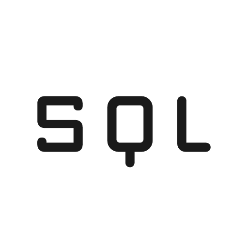 Sql rounded icon, rounded style, from Material Symbols Light